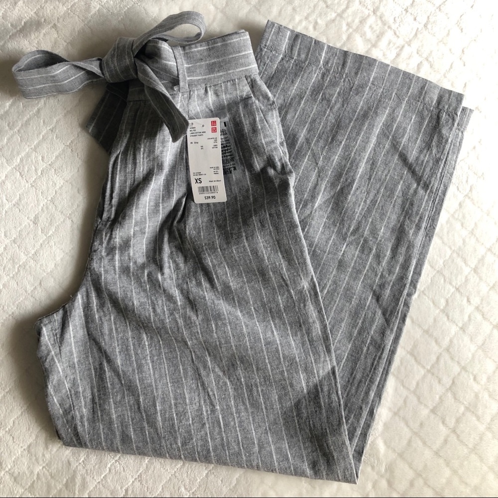 NWT Uniqlo Belted Wide Straight Leg Pant
